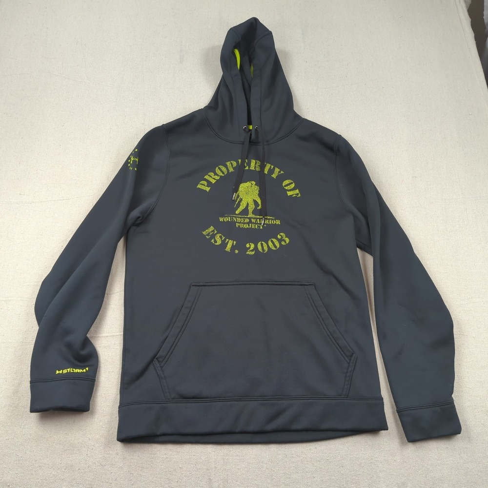 Under Armour Hoodie Mens Small Black Wounded Warrior Project Fleece